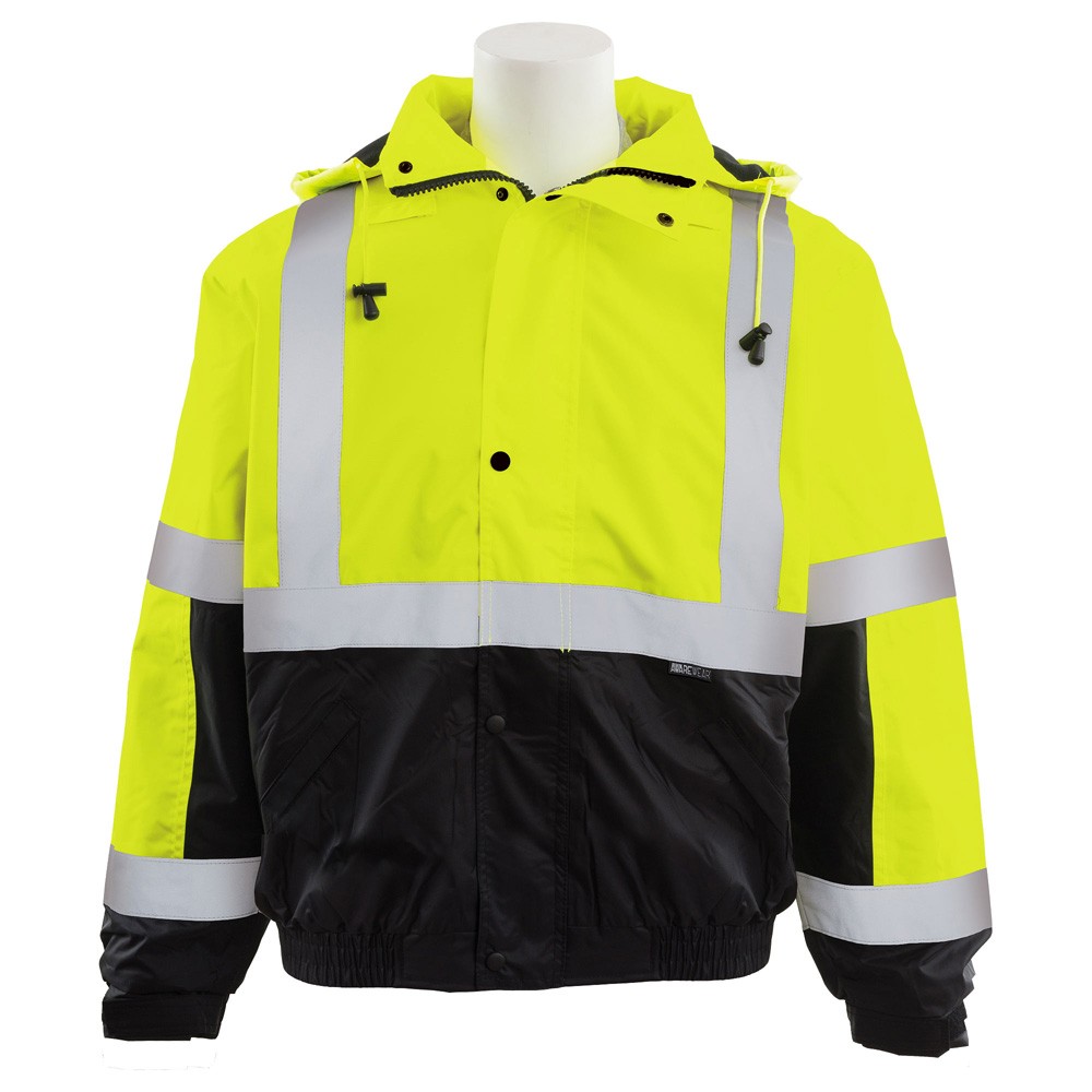 W106 ERB Safety Bomber Jacket  Lime Over Black