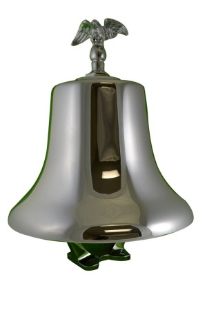 FB-1210C FB12, 12 inch Fire Bell Brass Chrome Plated with Stand, Clapper, Eagle Bolt, and Chrome Eagle 